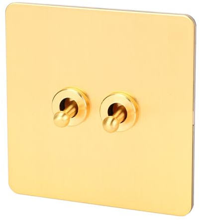 Fafeicy Interruttore a Levetta Imitazione Pannello in Acciaio Inossidabile Oro a Doppio Controllo Interruttore a Levetta AC250V