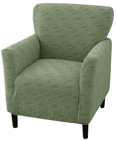 WTHAVEN Stretch Modern Banquet Armchair Slipcover 1-Piece Accent Chair Covers with Arms Soft Chair Slipcovers for Living Room Armchair Furniture Protector Office Reception Reading Sofa (Bean Green)