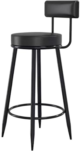 360° Drehbare Thekenhocker, Hocker Küche, Gitarrenhocker mit Rückenlehne, Zeitgenössisch Modern, 29,5 Zoll Hoch, Stabile Tragfähigkeit, Verdickter Rahmen, Bequemes Kissen(Black)