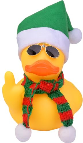 Mwmoeen Weihnachts Gummi Ente Auto Dekoration, Lustige Gummi Ente Auto Armaturenbrett Ornament mit Weihnachtsmütze, Schal und Sonnenbrille, Passend für Auto, Büro, Haus Dekoration, 8cm