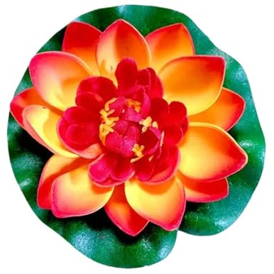 CSSHNL schwimmende künstliche Blumen 10cm Künstliche Lotus Schwimmende Simulierte Pflanze Realistische Aquarium Garten Lilie Dekoration Micro Landschaft Teich Wasser(Orange Color)