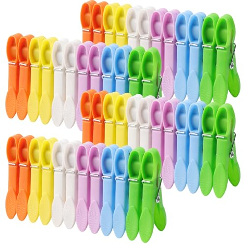 48 stycken tvättklämmor, färgglada plastklädklämmor utan avtryck, vindtäta klädklämmor klämmor klämmor, starka greppkläder pegs för tvättlina, kläder, strumpor, galgar
