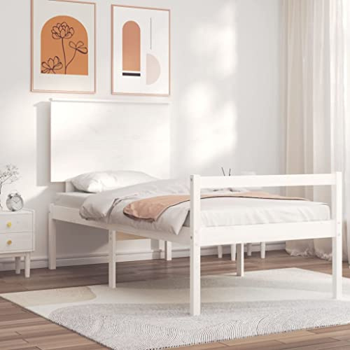 Genérico Cama para Personas Mayores con cabecero Madera Maciza Blanco,Mobiliario,Camas y Accesorios,Camas y somieres,3195447