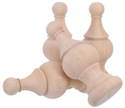 VILLCASE 4pcs Blank Wooden Decorative Finials Unfinished Wood Spindles Bed Post Finial for Staircase Balusters Railing Caps