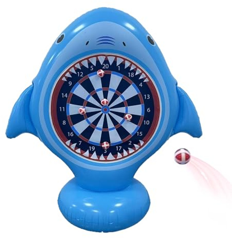 Juego de Agua Inflable genérico con Dardos – Tablero de Lanzamiento de tiburón | Juego de Lanzamiento para al Aire Libre con 6 Bolas pegajosas | Diana de Agua – Juguete de en L