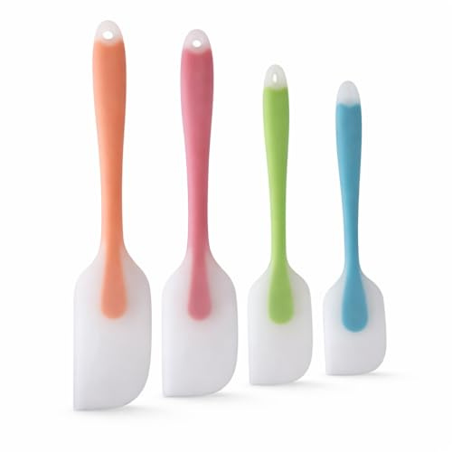Silikon-Spatel, 4er-Set – hitzebeständige, flexible Pfannenwender mit Edelstahlkern – FDA-Qualität, Premium-Küchenutensilien mit gutem Griff – nahtlos, robust, BPA-frei, spülmaschinenfest