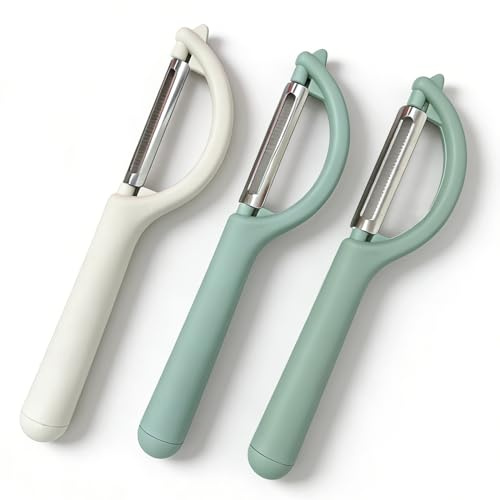 3PCS Sparschäler für Gemüse pelapatate in acciaio inox, pelaverdure e pelafrutta con manico ergonomico, lama affilata per sbucciatura facile, utensili cucina lavabili in lavastoviglie