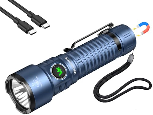 Wurkkos TS28 3200lm Torcia LED Ricaricabile, IPX8, Base Magnetica,Blu | Gittata 506m, USB-C, batteria 5000mAh, 8 modalità di luce, driver stabile, ideale per campeggio e trekking