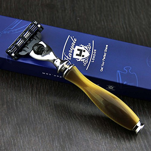 Men's Shaving Razor Triple Cartridge Compatible Razor Head with Horn Replica Handle | Men's Shaving & Grooming Essentials | Gift for Him