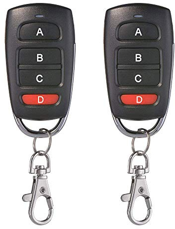 Lot de 2 Universel Porte De Garage Clonage Clé Fob Télécommande 433 MHz 4 bouton Cloner pour Porte de Garage Porte Électrique etc