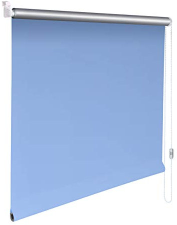 Sonnenschutz-HH® - Mini Thermo Verdunkelungsrollo Thermorollo Minirollo Rollo KLEMMFIX Seitenzugrollo Kettenzugrollo inkl. Klemmträger ohne Bohren - Außenmaß Breite 95 x 130 cm Höhe - hellblau