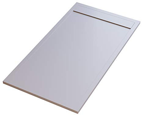 Essence receveur de douche en marbre minéral, effet pierre ardoise, modèle unique, en marbre de résine avec gelcoat, évacuation moderne, blanc, 90 x 120 cm