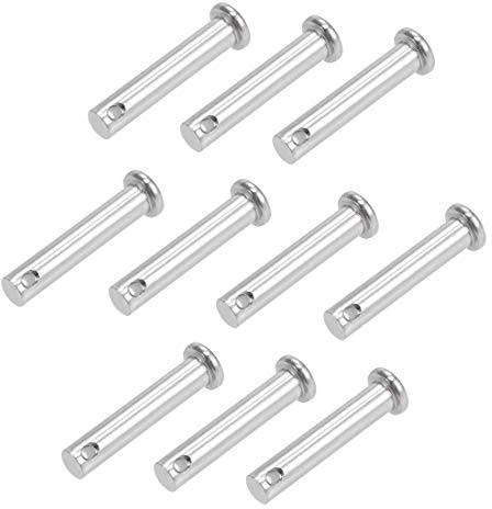 sourcing map 10 Stück Steckbolzen Einlochmontage Gabelbolzen Splintstift Flacher Kopf 8mm X 40mm 304 Edelstahl Scharnierstift