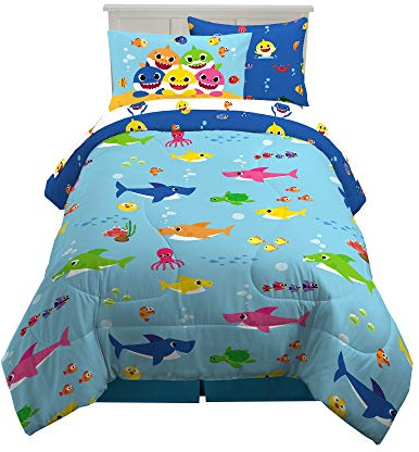 Franco Kids Bedding Super Soft Comforter and Sheet Set with Sham, 5 Piece Twin Size, Baby Shark