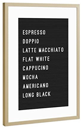artboxONE Poster mit Rahmen Gold 60x40 cm Letterboard Kaffee von Hafenkönigin - gerahmtes Poster