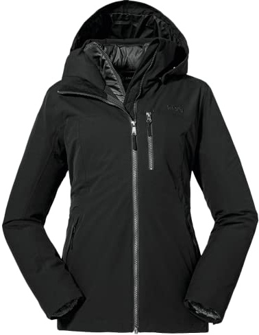 Schöffel Damen 3in1 Jacket Krakau L, wind- und wasserdichte Winterjacke aus 4-Wege Stretch mit abnehmbarer Kapuze, mit separat verwendbarer Steppjacke