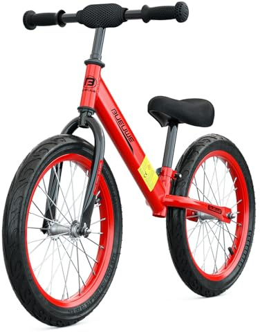 Bueuwe 16 inch Balance Bike for 4 5 6 7 8 Boys Girls, No Pedal Kids Bikes, Training Bicycle with Adjustable Seat, Best Gift, Red