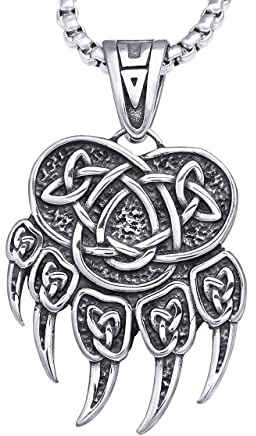 HAQUIL Viking Bear Paw Claw Pendant Necklace for Men, Norse Jewelry Gift