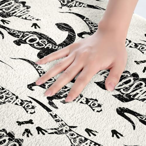 Feelyou Dinosaur Print Bed Sheets Black and White Dino Alphabet Bedding Sheet for Kids Boys Girls Children Jungle Animal Wildlife Decor Bedding Set Ultra Soft Decor Bed Sheet Set Twin Size