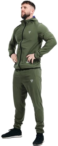 RDX Traje Sauna Sudor Chándal con Capucha, Anti Rasgón Trajes de Sudoración Ejercicio Deportiva Fitness Track Suit, Yoga Running Entrenamiento Gimnasio, Conjunto de Pantalón Superior, Mujeres Hombres