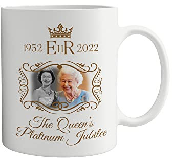 Queen Elizabeth Platinum Jubilee 1952-2022 Mug | the Queen's Jubilee Celebration Gift for Her Him | Party Decoration Jubilee Keepsake | Union Jack