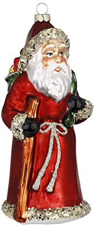 Inge-glas Christbaumschmuck Glas 14cm Weihnachtsmann mit Geschenksack Weihnachtskugeln Santa Claus rot
