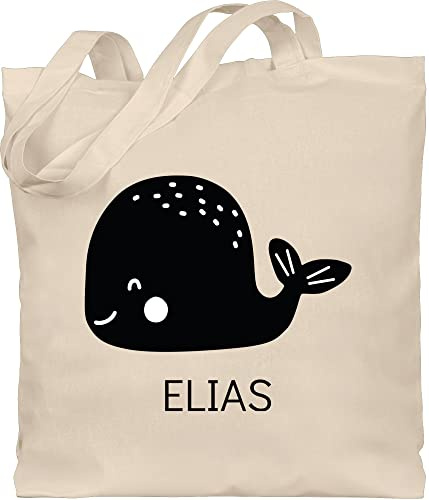 Geschenk mit Namen personalisiert by Shirtracer - Baumwolltasche - Skandi Style Tasche Scandi bedruckt - Wal mit Name