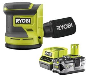 Pack RYOBI Ponceuse excentrique 18V One+ RROS18-0 - 1 Batterie 4.0Ah - 1 Chargeur rapide RC18120-140