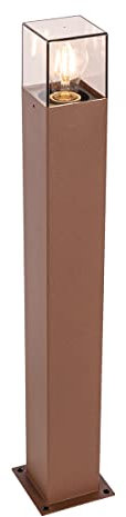 Qazqa - Industrial Standing Outdoor Pole I Bollard I Post lamp 70 cm Rust Brown IP44 - Denmark Garden- - Industrial - Suitable for LED E27 | 1 Light - Aluminium Bollard Light - Suitable for