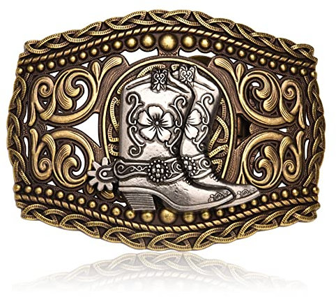 BBOTEN Western Texas Gürtelschnalle für Herren und Damen, Rodeo Patriotische Gürtelschnalle, Indianer Cowboy Gürtelschnallen, GRAU, Small