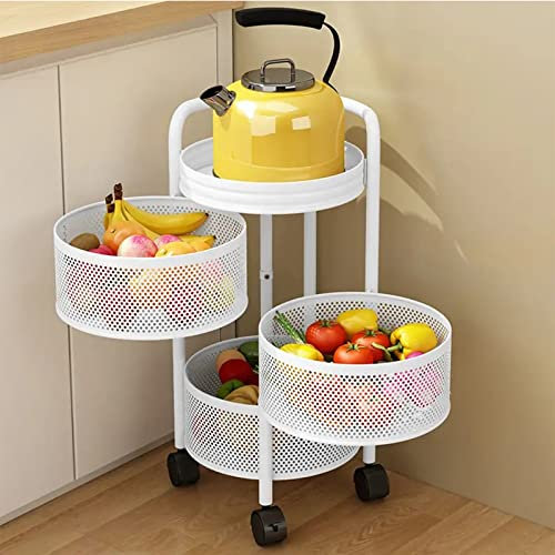 EMYJAY Carrello da Cucina, 360° Rotolante Cesto di Frutta Rack Cestino for Frutta Cestino Frutta E Verdura con Ruote Carrello Portafrutta (Color : White, Size : 34x64.5cm)