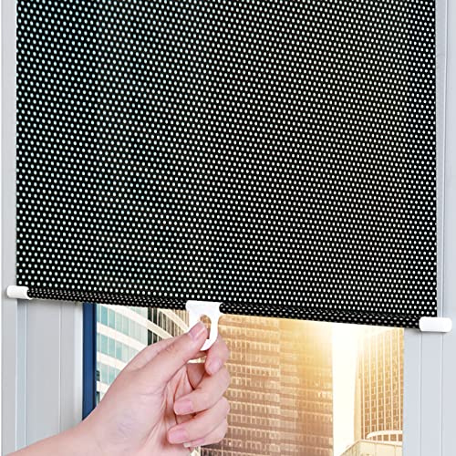 GOFOHIMI Sonnenschutz Rollo Verdunkelungsrollo Mit Saugnapf,Fensterrollo Rollo Dachfenster,Sichtschutz Einziehbarer,Auto Sonnenblende,Temporäre Jalousien,für Büro,ohne Bohren(W58xL125cm/23x49in)