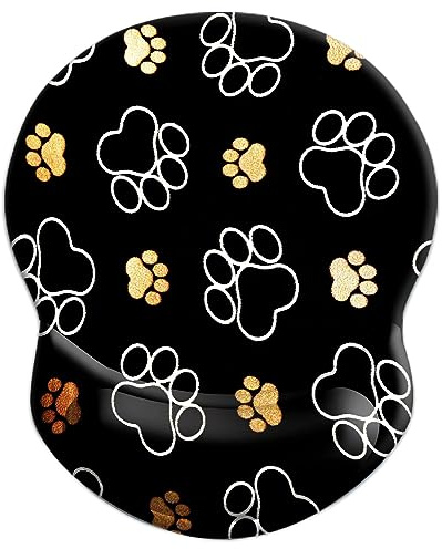 Tappetino per mouse ergonomico con supporto per il polso, comodo tappetino per mouse per computer con base antiscivolo in PU per casa, ufficio, lavoro, gioco (zampa di cane carina)