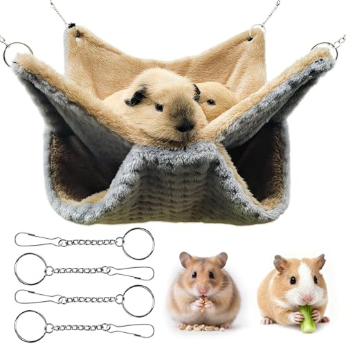Meerschweinchen Hängematte Schlafmatte für Kleintiere Haustierkäfig Zubehör | Schlaf- & Spielplatz für Chinchilla, Frettchen, Hamster, Schläfer; Weicher Plüsch 34*34cm, Leicht am Käfig zu Befestigen