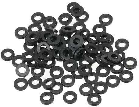 PATIKIL M2.5 Arandela Plana de Nylon 2.5x5x1mm (ID*OD*Gorsor) Negro 150Pcs | Arandela Plana de Plástico Redondo Juntas Toricas Sellado Espaciador para Tubería Manguera Sujetador Perno