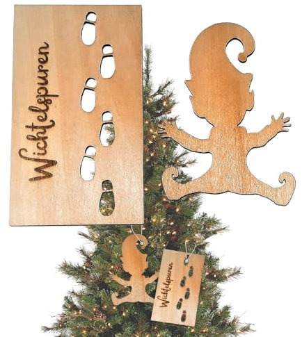 Wichtel Schablone Fußabdrücke Vorlage - Lustige Holz Fußabdruck Schablonen für Böden und Fenster, Weihnachten Wichtel Fußabdruck Vorlage, DIY Weihnachten Boden Vorlage für Urlaub Dekoration