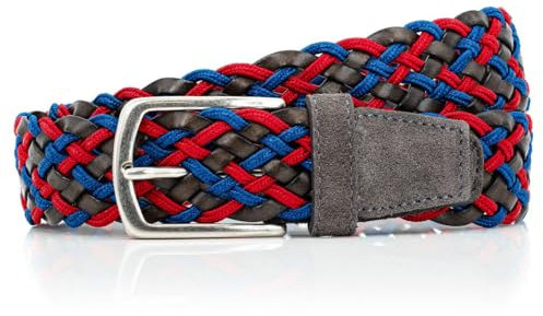 LINDENMANN Premium Gürtel Handmade in EU Flecht-Gürtel Herren 35 mm schwarz blau rot, Farbe/Color:schwarz, Size US/EU:Bundweite 85 cm Gesamtlänge 100 cm W 33.5 M