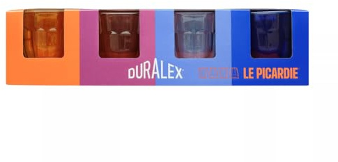 Duralex® Set mit 4 Gläsern aus Hartglas 25 cl (Vermeil/Marine/Saphir/Pflaume) – Kollektion Le Picardie®, elegant und vielseitig
