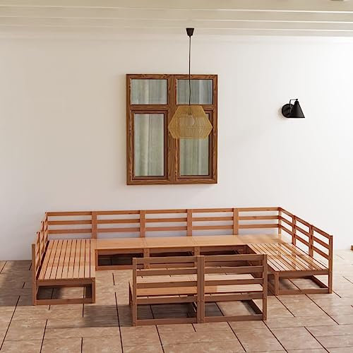 ULUYYUC 11-TLG. Garten-Lounge-Set, Gartenmöbel Set Gästebett Eckbankgruppe Polsterbank Geeignet für Außenbereich Balkon Hinterhof Garten Massivholz Kiefer