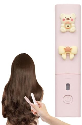 Plancha Alisadora - Rizador 2 En 1 | Plancha Y Rizador De Cabello Inalámbrico | Plancha Plana De Viaje Recargable Por USB Para Niñas | Plancha Alisadora De Cabello Portátil Para Cabello Cort