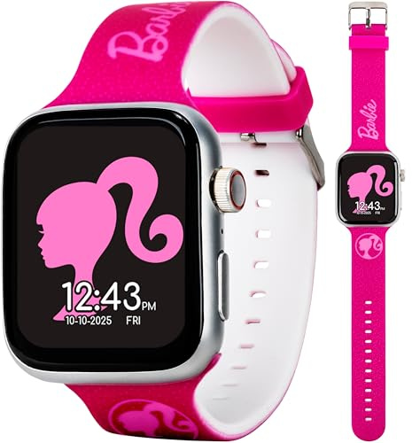Barbie Kids Smart Watch – Touchscreen Smartwatch with Camera, Activity Trackers, Pedometer, Music, Stopwatch, and Glitter Silicone Strap – Fits Wrists from 5.5 to 8