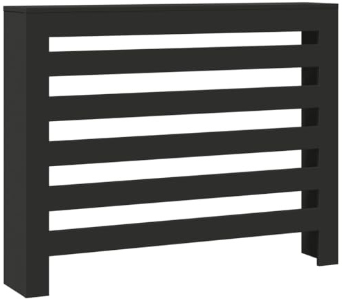 vidaXL Heizkörperverkleidung, Heizungsverkleidung Modernes Latten-Design, Heizkörperabdeckung für Wohnzimmer, Heizungsabdeckung, Schwarz Holzwerkstoff