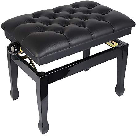 ASumPio Klavierhocker, Höhenverstellbar, Klavierbank, Luxuriöser, Mit Leder Gepolsterter Klavierhocker, Bequemer Keyboardhocker, Tragfähigkeit Bis Zu 200 Kg, Multifunktional,Black