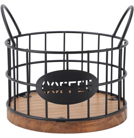 Porta Cialde caffè, Organizer Portabicchieri K di Grande capacità con Base in Legno, Cestino per Cialde caffè, Decorazione per Bar, per Desktop da Ufficio, Nero