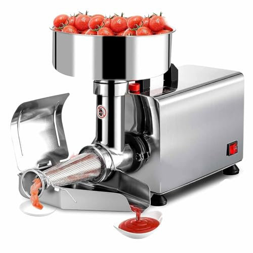 Tomato Sauce Maker Machine, Electric Tomato Strainer, Food Strainer and Sauce Maker, Commercial Grade Food Mill, Stainless Steel Tomato Sauce Maker(110V)