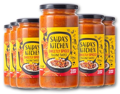 Gluten-Free, Sweetly Spiced Somali Tagine Sauce Ready to Serve Over Rice or Pasta | Cook-in Sauce Jar, Plant-based, Vegan, Allergen-Free, No Added Sugar | 6 x 370g Bulk Multipack | Saida's Kitchen