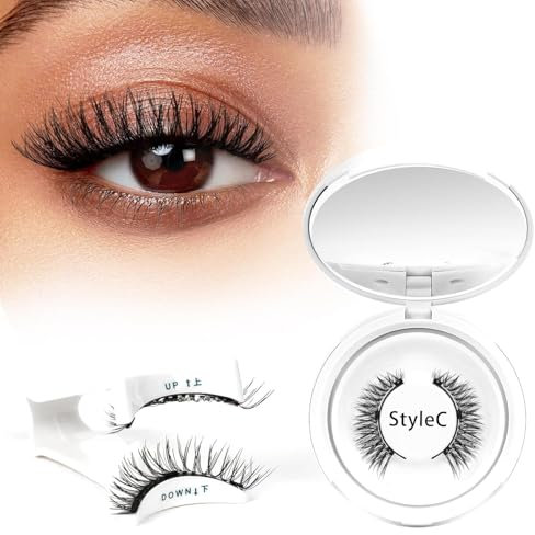 Higu clace (KIT-C) - Set ciglia magnetiche, senza eyeliner, look naturale magnetico, ciglia magnetiche con applicatore, non necessita di adesivo