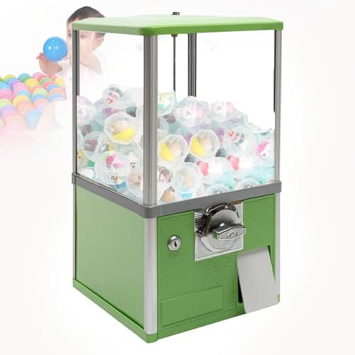 URJWAN 1.26in Ball Bulk Vending Machine Vending Machinew/key Classic Bubble Capsule Toys Dispenser, Commercial Candy Gumball Machine, Perfect for Game Stores and Retail Stores,Green