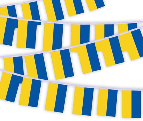 30 Stück Die Ukraine Flaggenkette Fahnen, 10 Meter Ukrainisch Rechteck Seilfahnen, dekorative Banner verwendet, um Innenhöfe zu schmücken String Ukraine