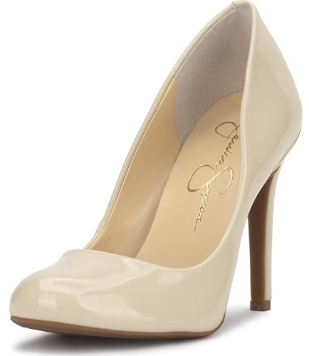 Jessica Simpson Escarpins Calie pour Femme, Laque Douce Ivoire froissée, 37 EU